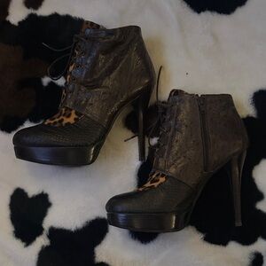 Stuart Weitzman Brown and Black Heeled Boots